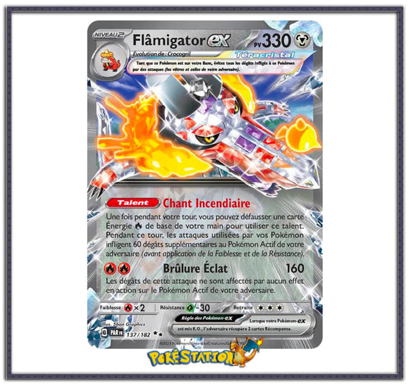 Carte Pokémon Flâmigator ex 137/182 - Faille Paradoxe EV04