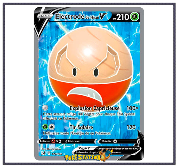 Carte Pokémon Electrode de Hisui-V 172/196 - Origine Perdue EB11