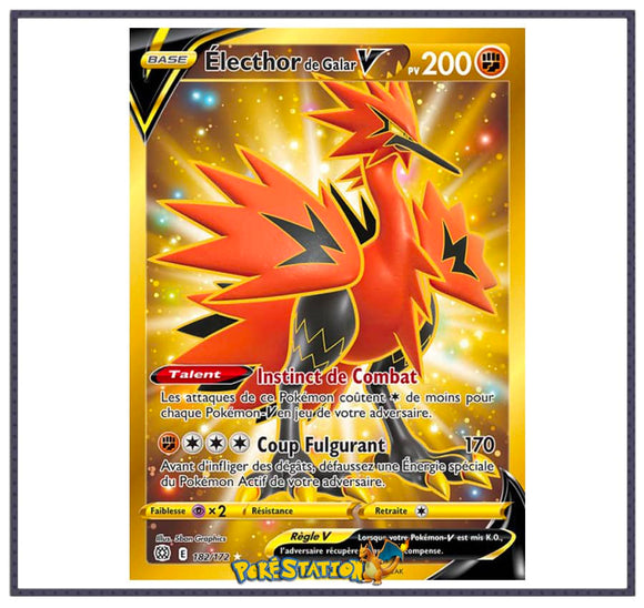 Cartes Pokémon Électhor de Galar V 182/172 - Stars Étincelantes EB09